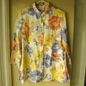 Alfred DUNNER, Women’s Size 10, Floral, Button Down, 3/4 Sleeve Blouse